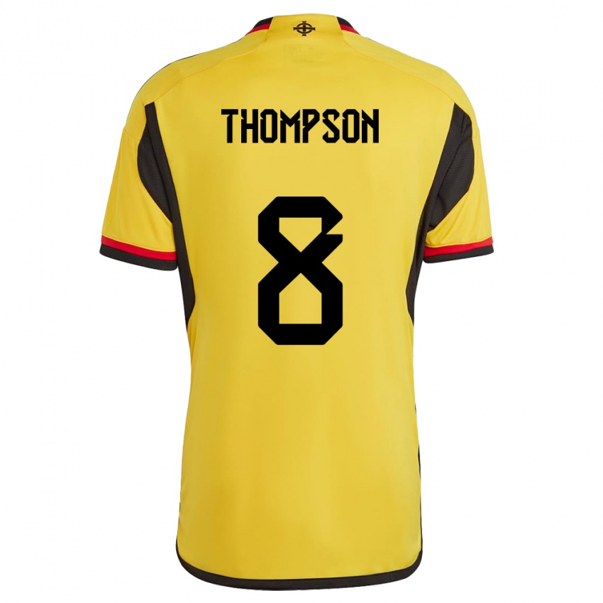 Homme Maillot Irlande Du Nord Joel Thompson #8 Blanc Tenues Extérieur 24-26 T-Shirt Belgique