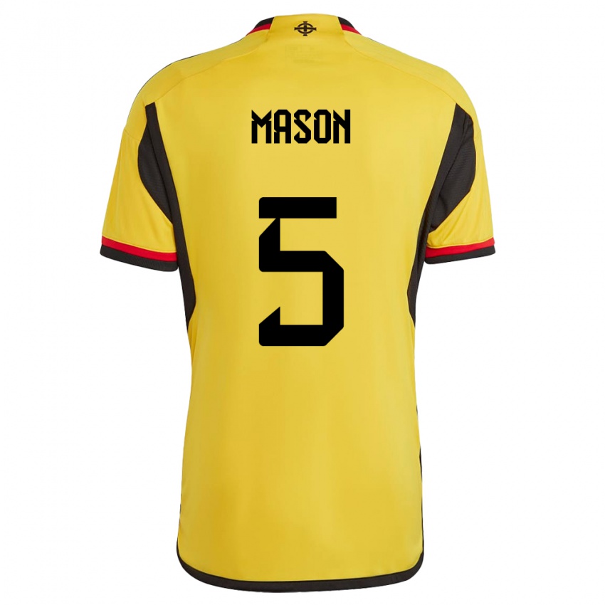 Homme Maillot Irlande Du Nord Ellie Mason #5 Blanc Tenues Extérieur 24-26 T-Shirt Belgique