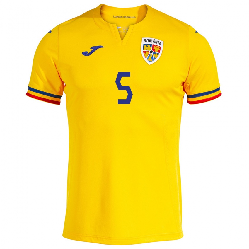 Femme Maillot Roumanie Gabriel Dănuleasă #5 Jaune Tenues Domicile 24-26 T-Shirt Belgique