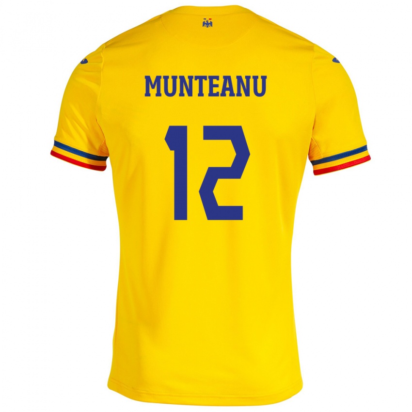 Dames Roemenië Rafael Munteanu #12 Geel Thuisshirt Thuistenue 24-26 T-Shirt België