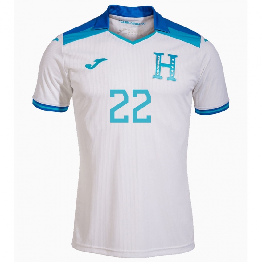 Femme Maillot Honduras Luis López #22 Blanc Tenues Domicile 24-26 T-Shirt Belgique