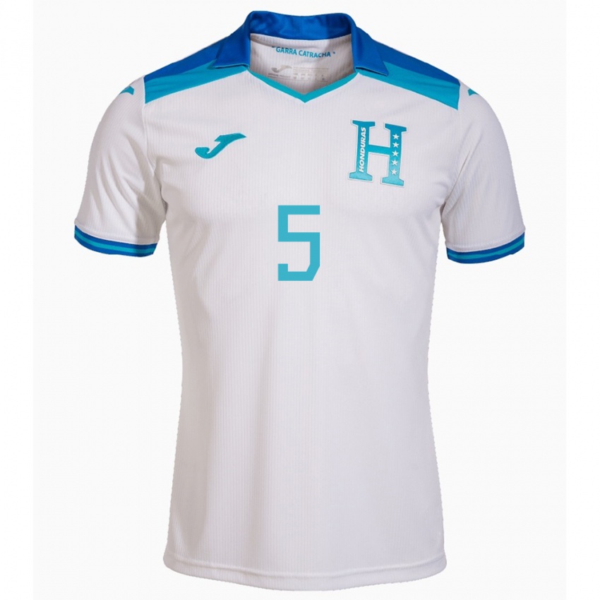 Femme Maillot Honduras Julián Martínez #5 Blanc Tenues Domicile 24-26 T-Shirt Belgique