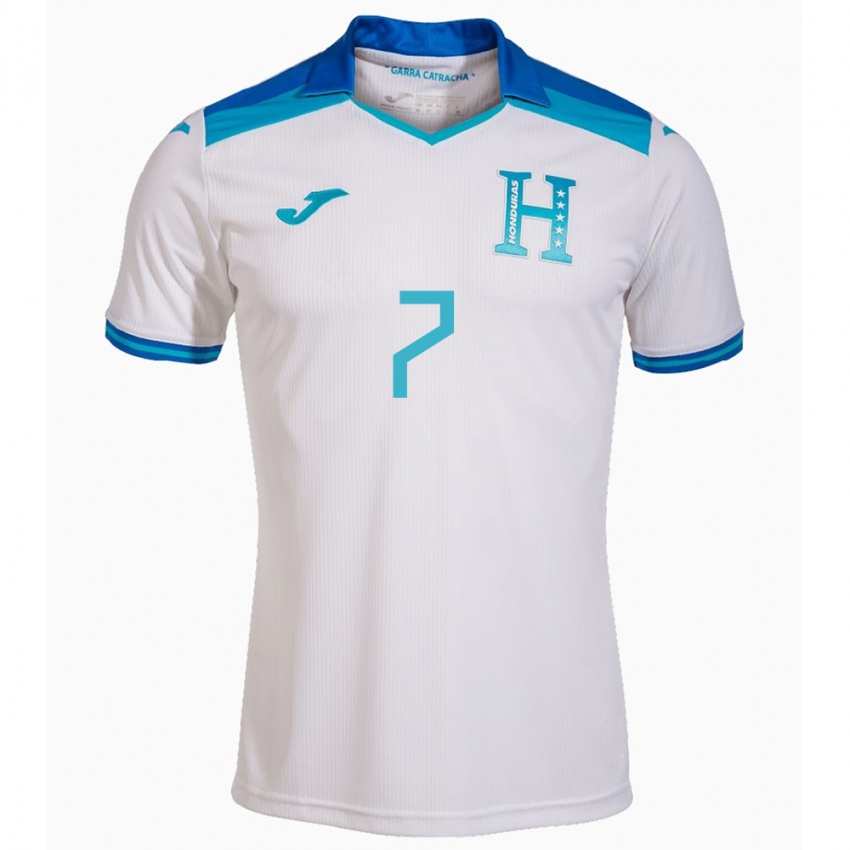 Femme Maillot Honduras José Pinto #7 Blanc Tenues Domicile 24-26 T-Shirt Belgique