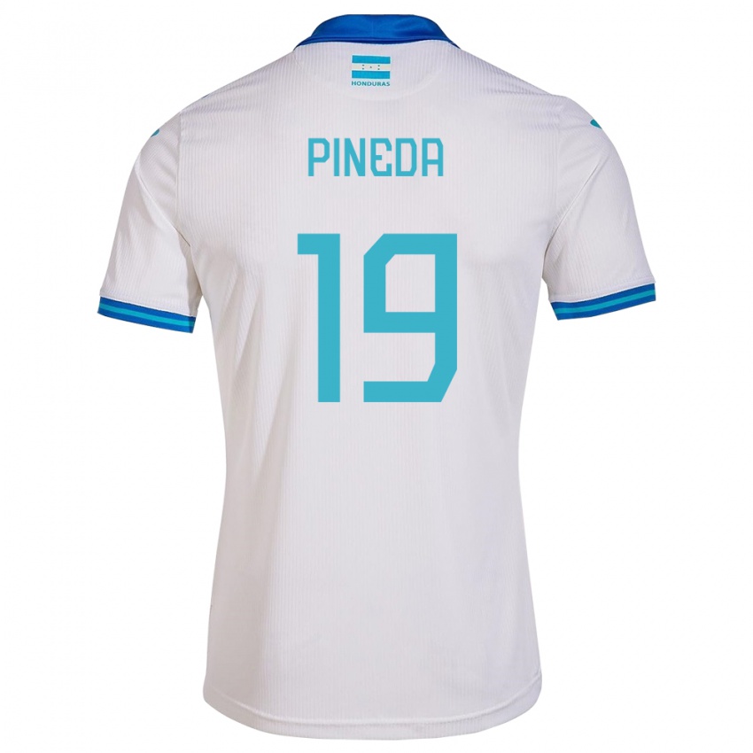 Femme Maillot Honduras Carlos Pineda #19 Blanc Tenues Domicile 24-26 T-Shirt Belgique