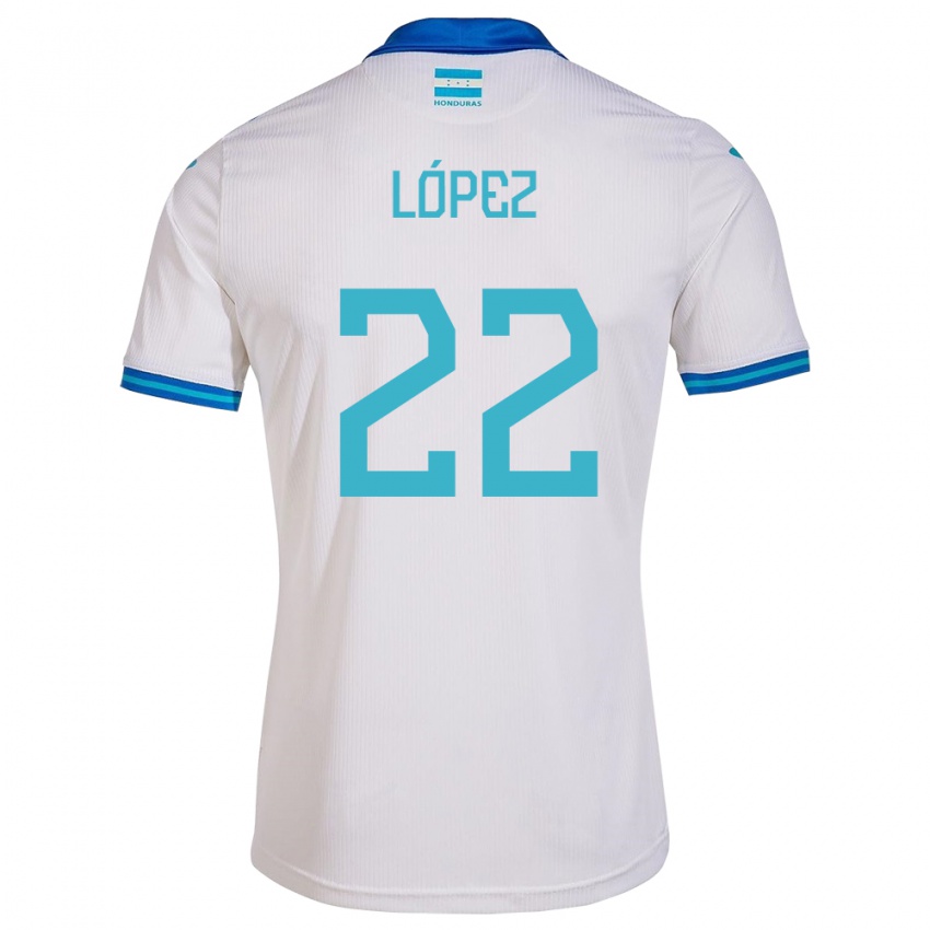 Femme Maillot Honduras Luis López #22 Blanc Tenues Domicile 24-26 T-Shirt Belgique