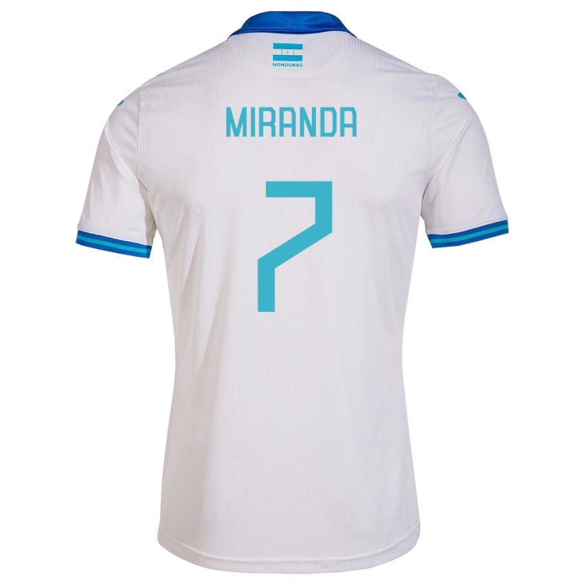 Femme Maillot Honduras Jeffry Miranda #7 Blanc Tenues Domicile 24-26 T-Shirt Belgique