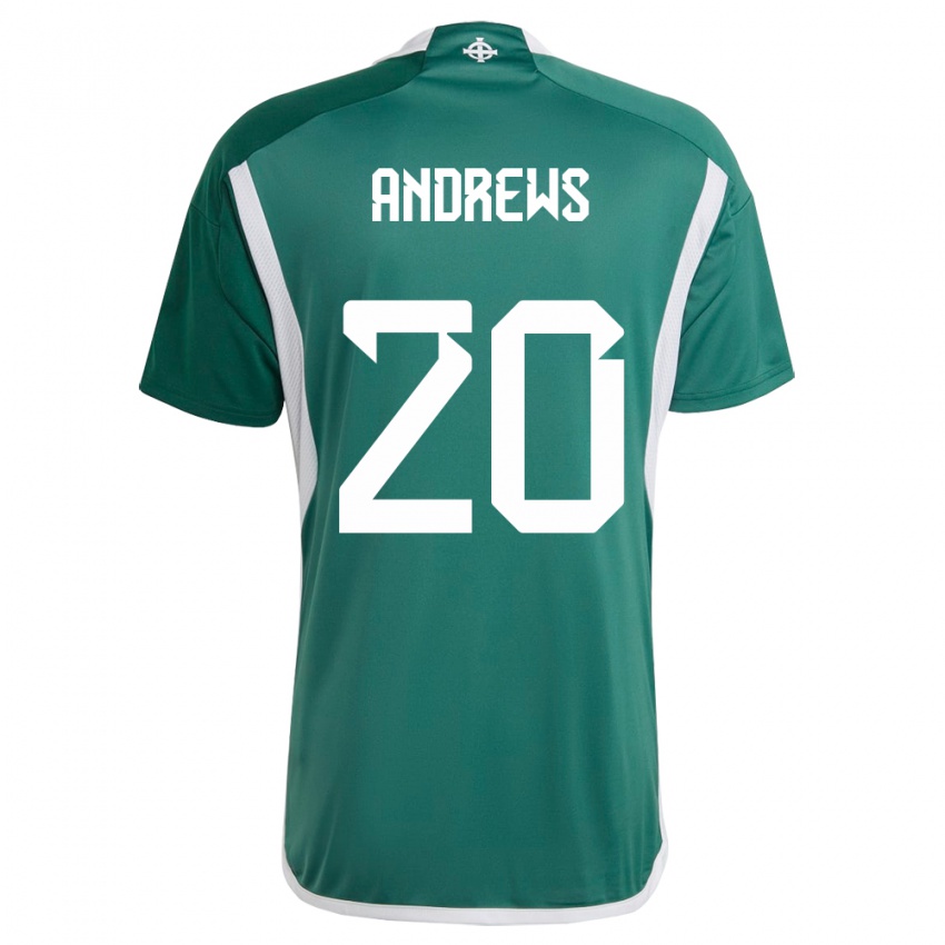 Femme Maillot Irlande Du Nord Joely Andrews #20 Vert Tenues Domicile 24-26 T-Shirt Belgique