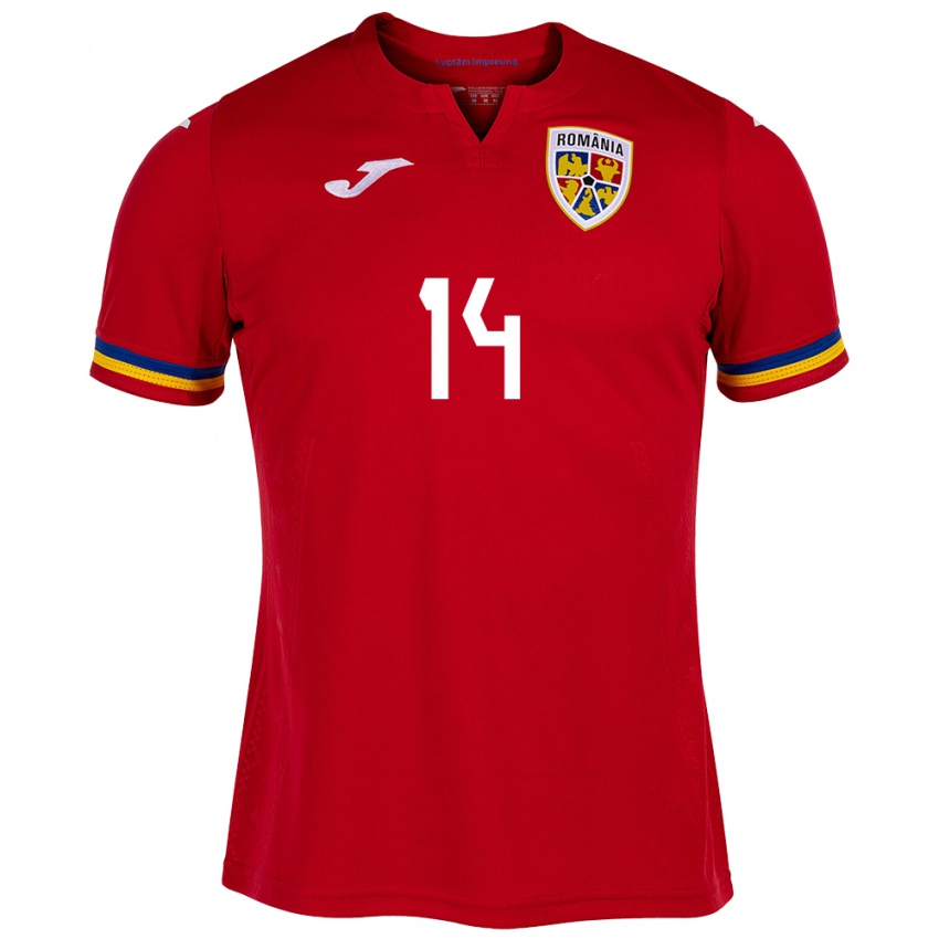 Femme Maillot Roumanie Ianis Hagi #14 Rouge Tenues Extérieur 24-26 T-Shirt Belgique