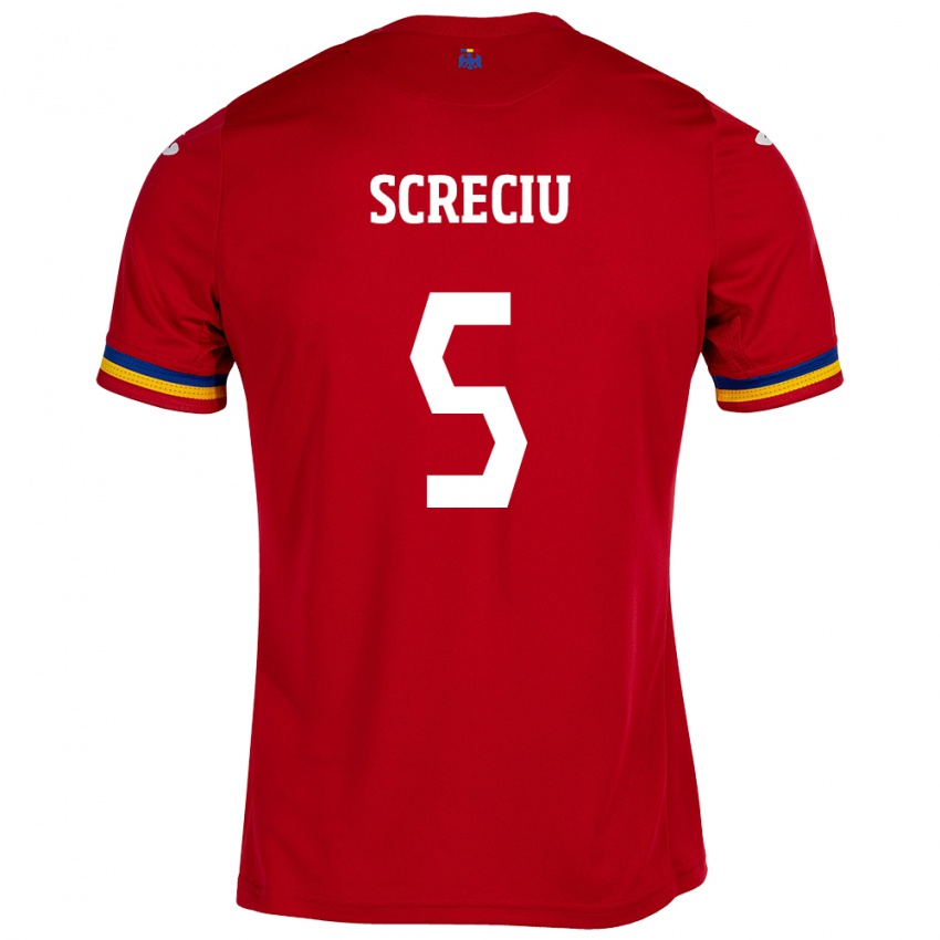 Damen Rumänische Vladimir Screciu #5 Rot Auswärtstrikot Trikot 24-26 T-Shirt Belgien