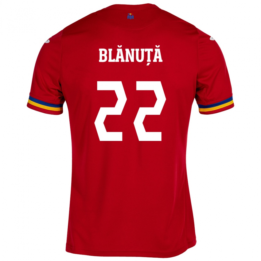 Dames Roemenië Vladislav Blănuță #22 Rood Uitshirt Uittenue 24-26 T-Shirt België