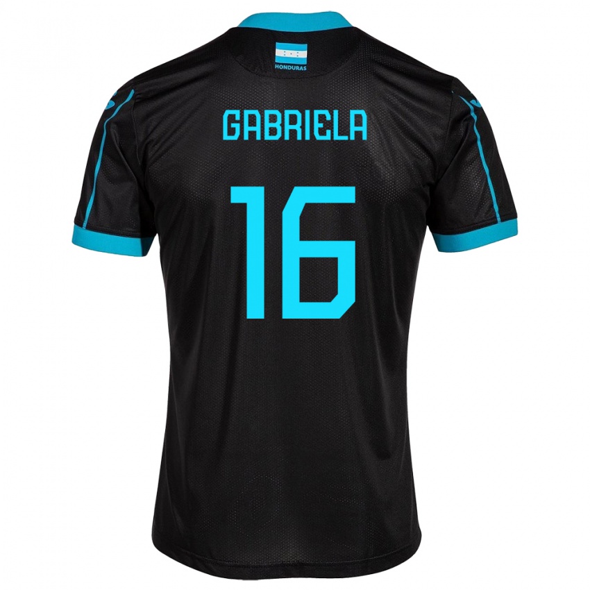 Femme Maillot Honduras Gabriela García #16 Noir Tenues Extérieur 24-26 T-Shirt Belgique