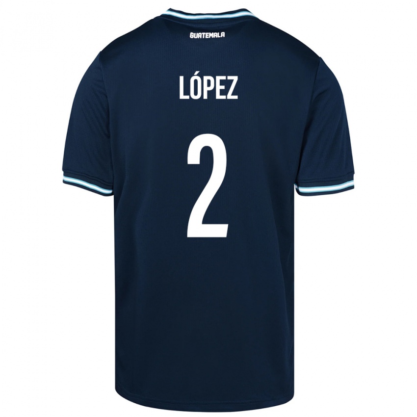 Femme Maillot Guatemala Francisco López #2 Bleu Tenues Extérieur 24-26 T-Shirt Belgique