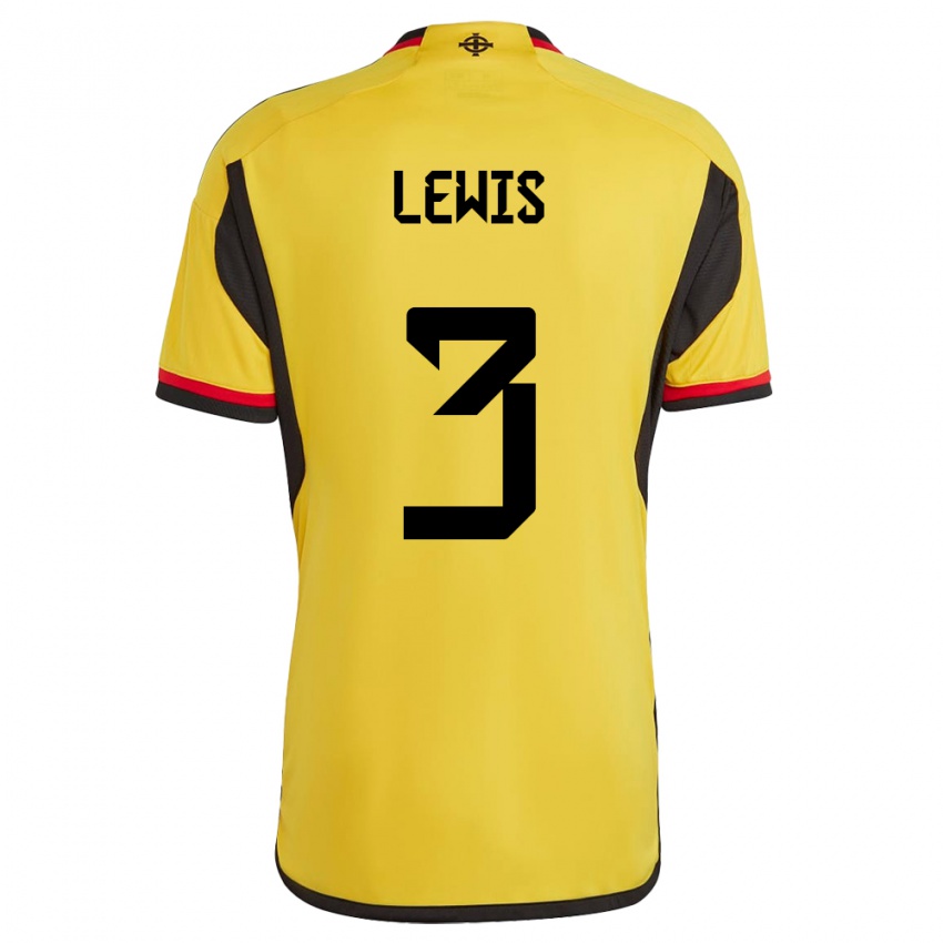 Dames Noord-Ierland Jamal Lewis #3 Wit Uitshirt Uittenue 24-26 T-Shirt België