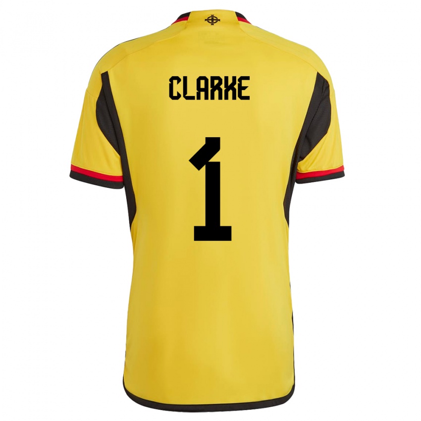 Dames Noord-Ierland Josh Clarke #1 Wit Uitshirt Uittenue 24-26 T-Shirt België