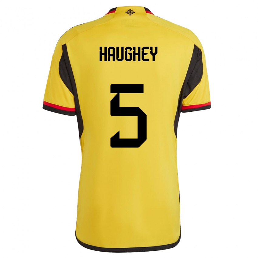 Dames Noord-Ierland Conor Haughey #5 Wit Uitshirt Uittenue 24-26 T-Shirt België