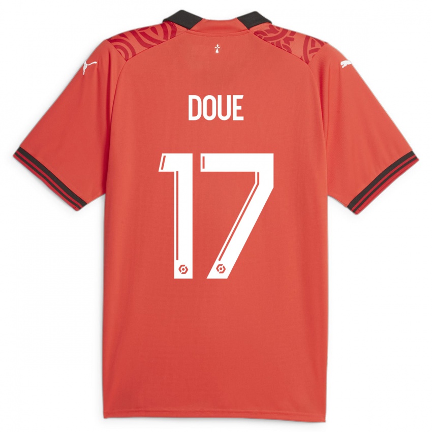 Kinderen Guéla Doué #17 Rood Thuisshirt Thuistenue 2023/24 T-Shirt België