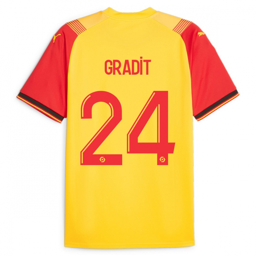 Kinderen Jonathan Gradit #24 Geel Thuisshirt Thuistenue 2023/24 T-Shirt België