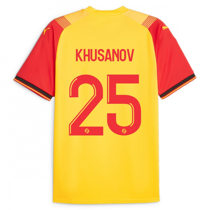 Kinderen Abdukodir Khusanov #25 Geel Thuisshirt Thuistenue 2023/24 T-Shirt België