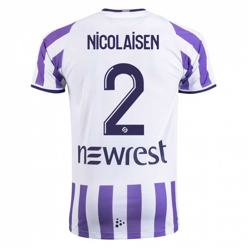Enfant Maillot Rasmus Nicolaisen #2 Blanc Tenues Domicile 2023/24 T-Shirt Belgique