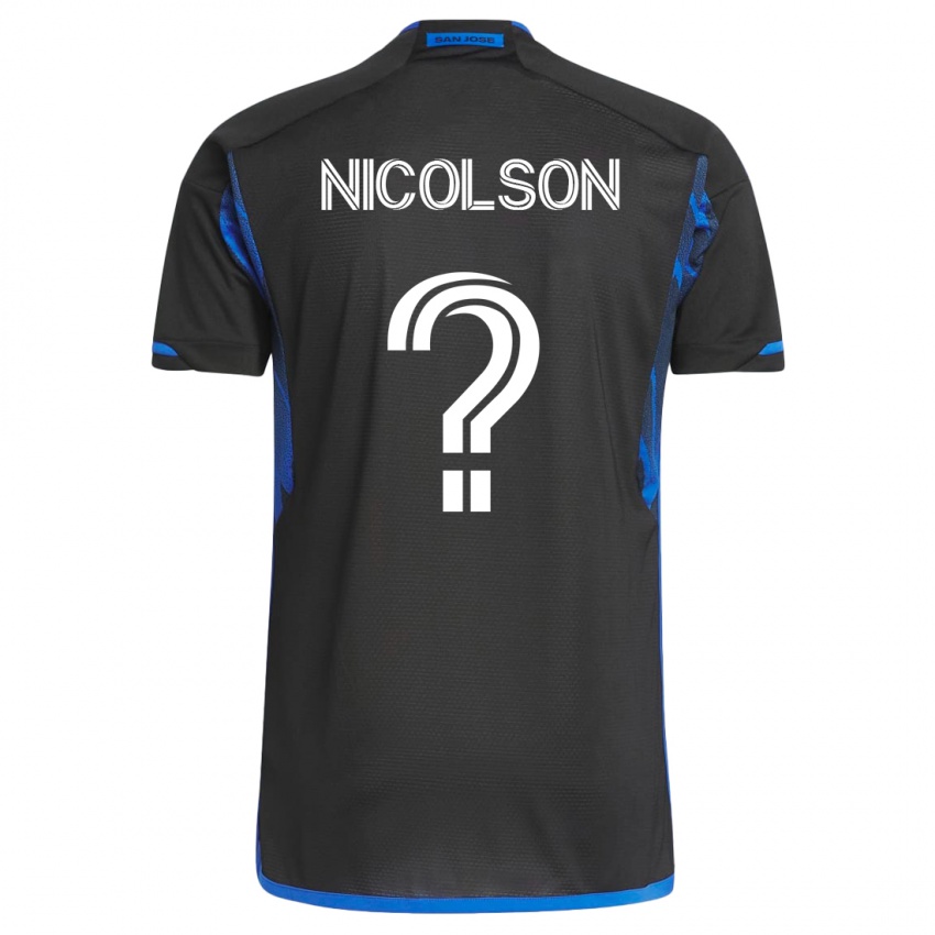 Kinderen John Nicolson #0 Blauw Zwart Thuisshirt Thuistenue 2023/24 T-Shirt België