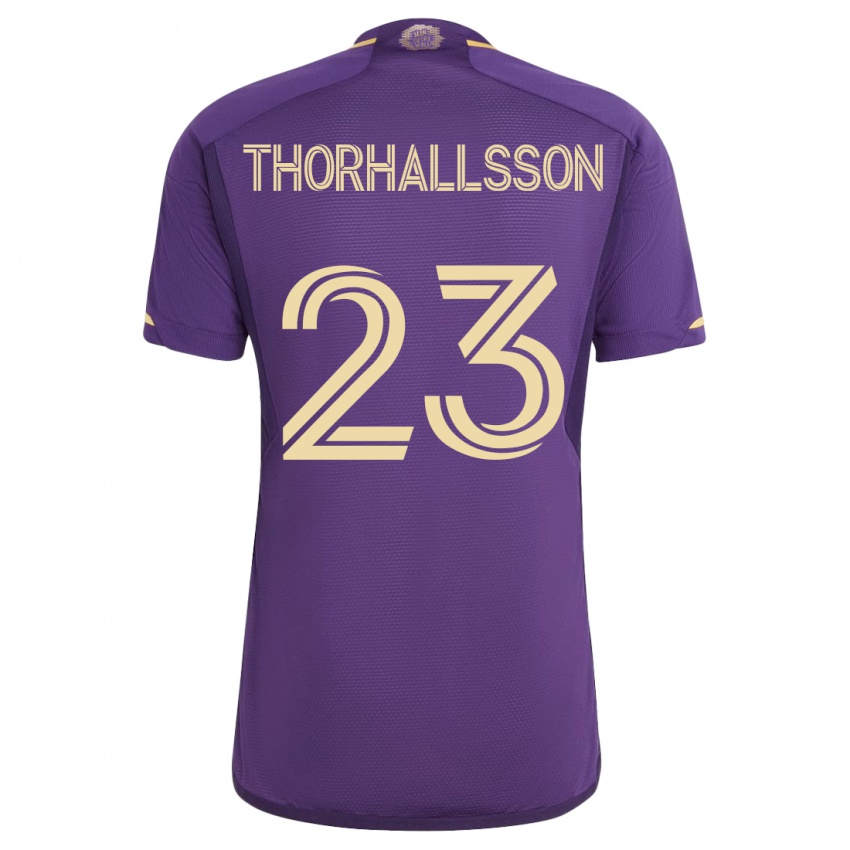 Kinderen Dagur Dan Thórhallsson #23 Viooltje Thuisshirt Thuistenue 2023/24 T-Shirt België