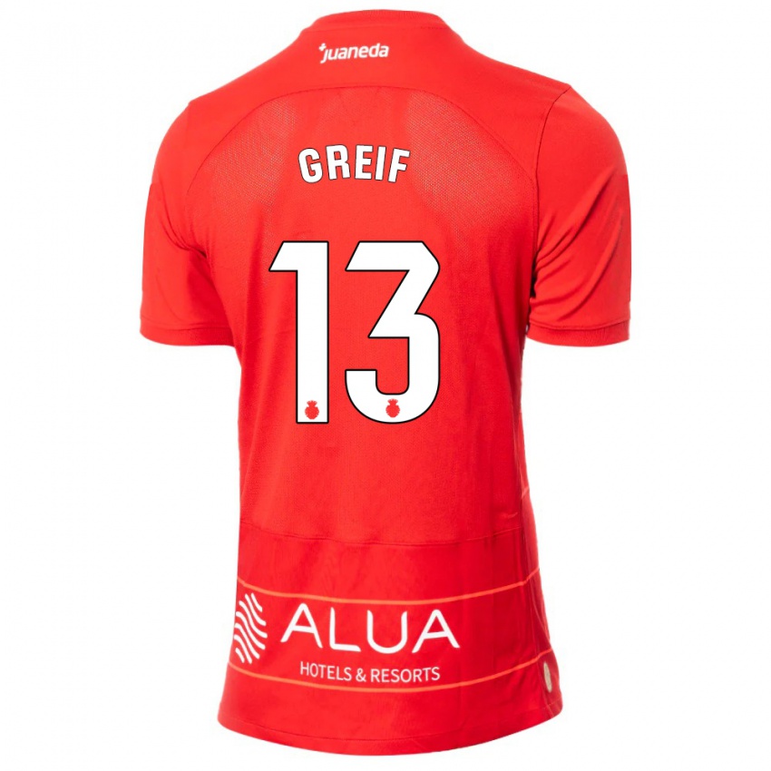 Kinderen Dominik Greif #13 Rood Thuisshirt Thuistenue 2023/24 T-Shirt België