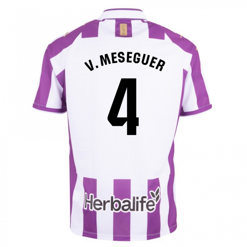 Enfant Maillot Víctor Meseguer #4 Violet Tenues Domicile 2023/24 T-Shirt Belgique