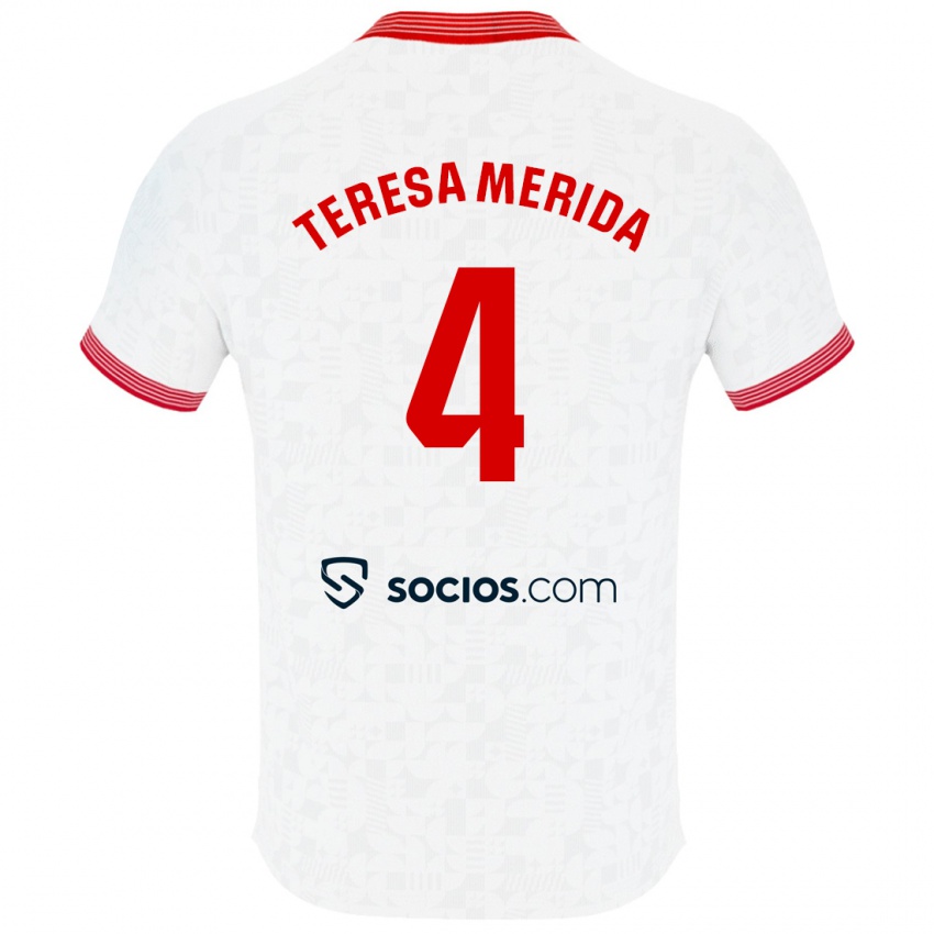 Kinderen Teresa Merida #4 Wit Thuisshirt Thuistenue 2023/24 T-Shirt België