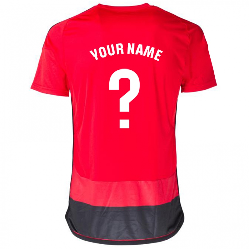 Kinderen Uw Naam #0 Rood Zwart Thuisshirt Thuistenue 2023/24 T-Shirt België