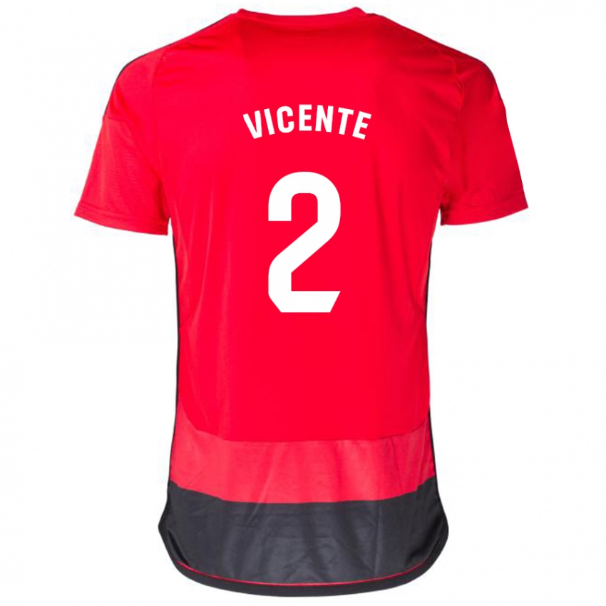 Kinderen David Vicente #2 Rood Zwart Thuisshirt Thuistenue 2023/24 T-Shirt België