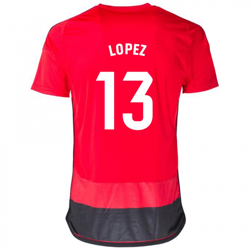 Kinderen Luis López #13 Rood Zwart Thuisshirt Thuistenue 2023/24 T-Shirt België