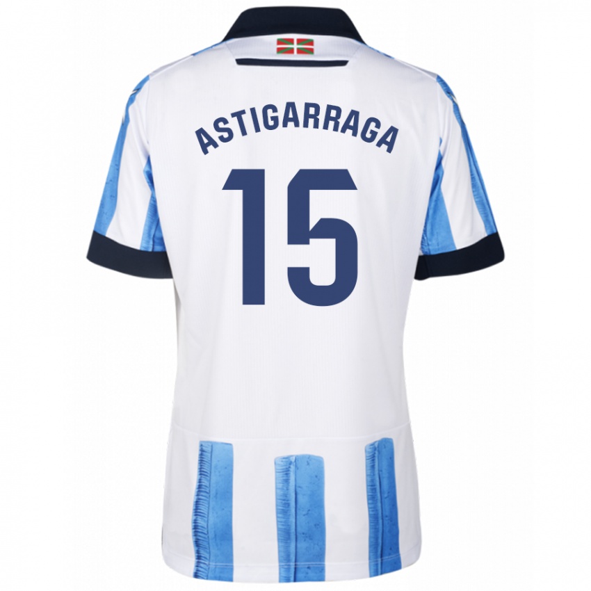 Kinderen Eneko Astigarraga #15 Blauw Wit Thuisshirt Thuistenue 2023/24 T-Shirt België