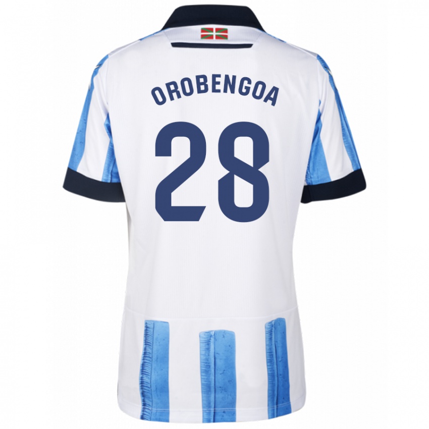 Kinderen Ekain Orobengoa #28 Blauw Wit Thuisshirt Thuistenue 2023/24 T-Shirt België