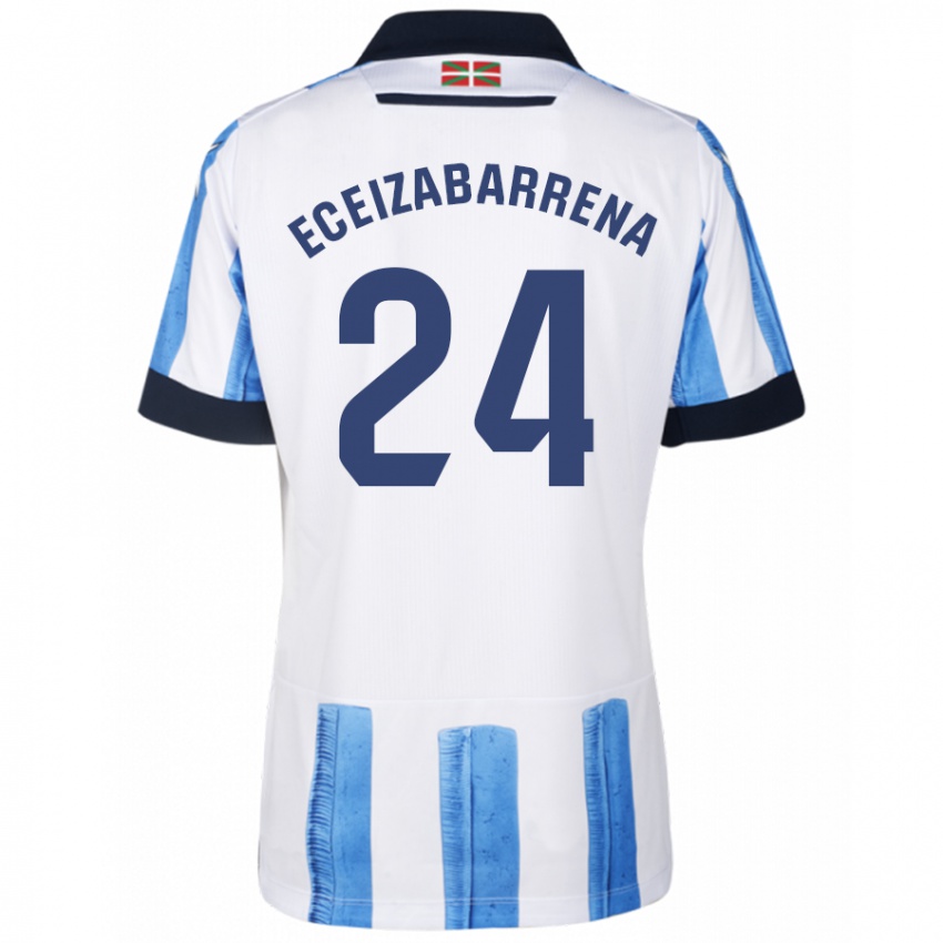 Kinderen Jon Eceizabarrena #24 Blauw Wit Thuisshirt Thuistenue 2023/24 T-Shirt België