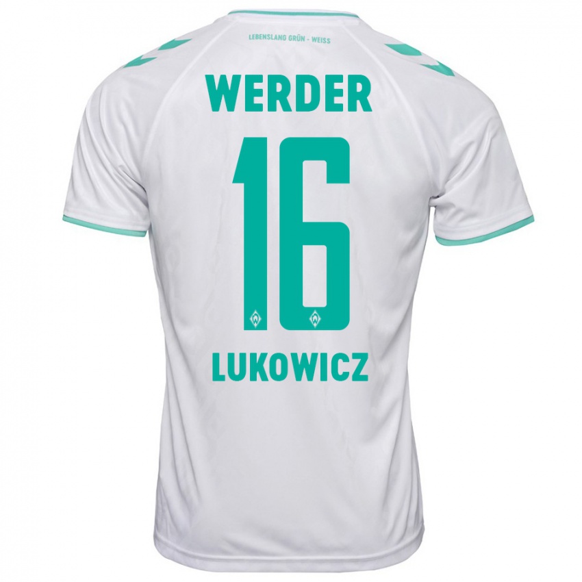 Kinderen Maik Lukowicz #16 Wit Uitshirt Uittenue 2023/24 T-Shirt België