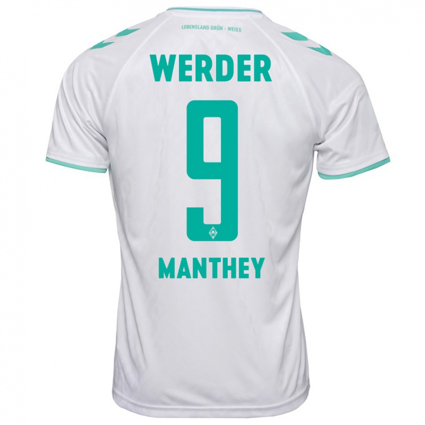 Kinderen Kevin Manthey #9 Wit Uitshirt Uittenue 2023/24 T-Shirt België