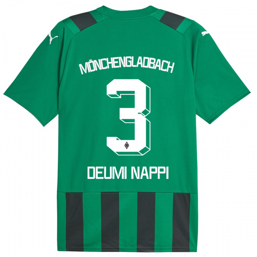 Kinderen Dimitrie Deumi Nappi #3 Zwart Groen Uitshirt Uittenue 2023/24 T-Shirt België