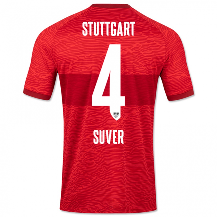 Kinderen Jakov Suver #4 Rood Uitshirt Uittenue 2023/24 T-Shirt België