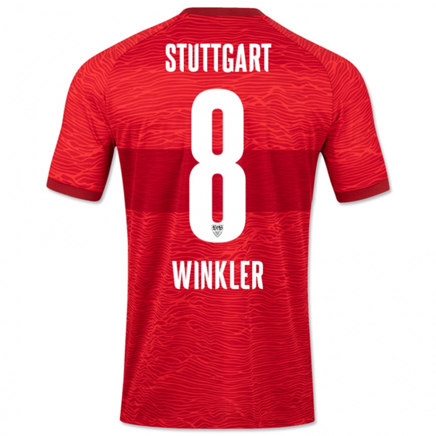 Kinderen Nathan Winkler #8 Rood Uitshirt Uittenue 2023/24 T-Shirt België