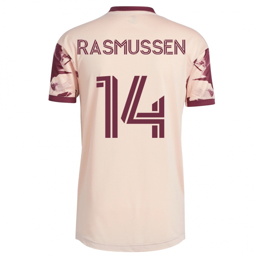 Kinderen Justin Rasmussen #14 Gebroken Wit Uitshirt Uittenue 2023/24 T-Shirt België
