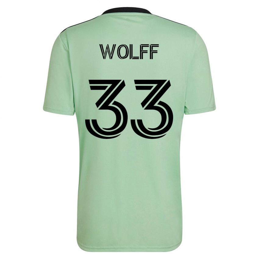 Kinderen Owen Wolff #33 Licht Groen Uitshirt Uittenue 2023/24 T-Shirt België