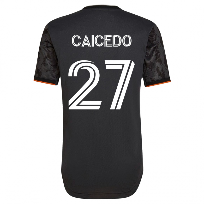 Kinderen Luis Caicedo #27 Zwart Uitshirt Uittenue 2023/24 T-Shirt België
