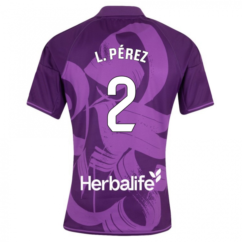 Kinder Luis Pérez #2 Violett Auswärtstrikot Trikot 2023/24 T-Shirt Belgien