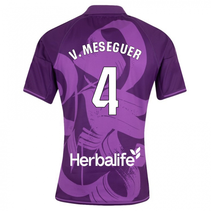Enfant Maillot Víctor Meseguer #4 Violet Tenues Extérieur 2023/24 T-Shirt Belgique
