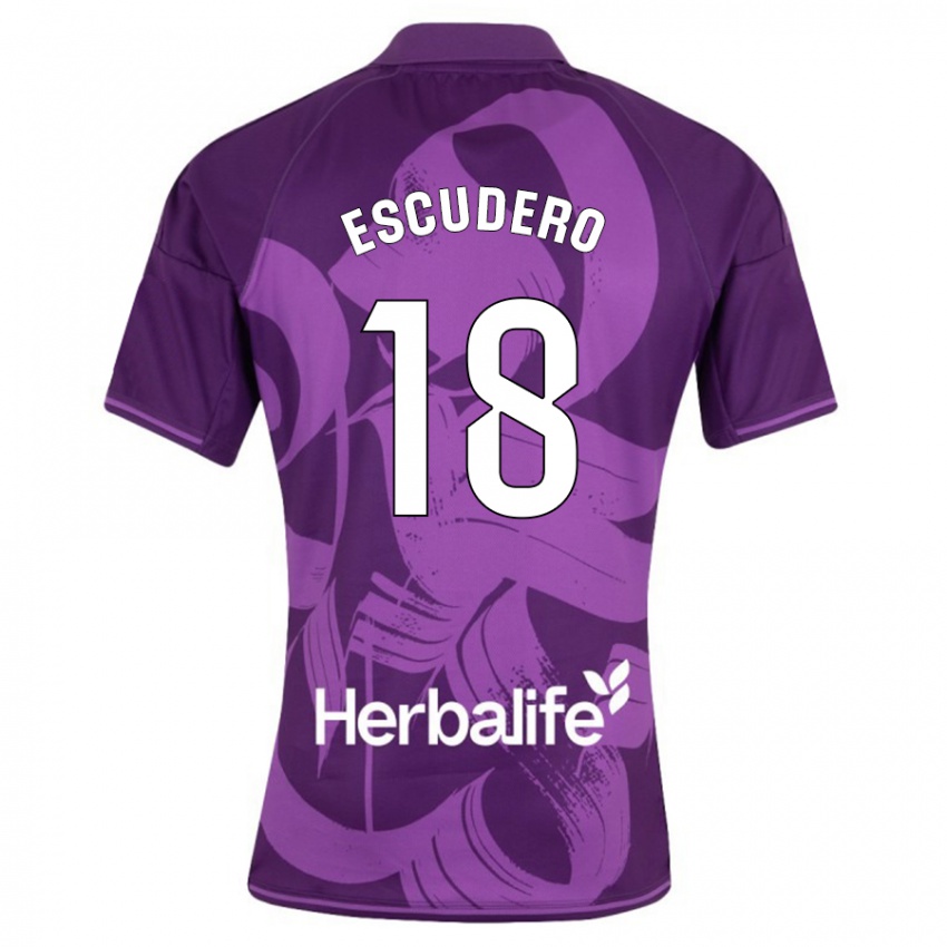 Kinder Sergio Escudero #18 Violett Auswärtstrikot Trikot 2023/24 T-Shirt Belgien
