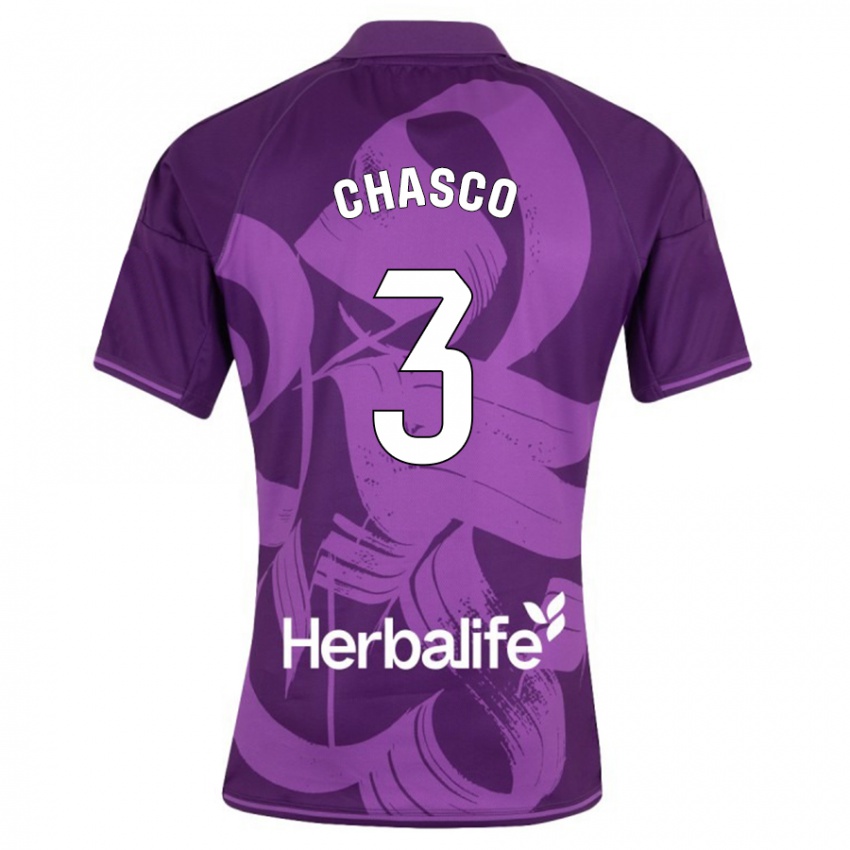 Kinderen Raúl Chasco #3 Viooltje Uitshirt Uittenue 2023/24 T-Shirt België