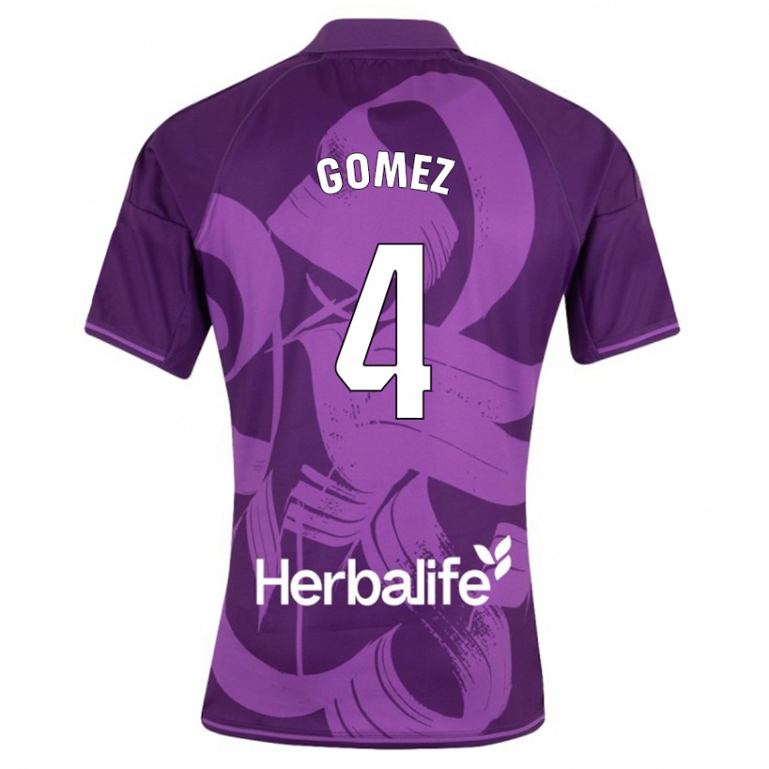 Kinder Adrián Gómez #4 Violett Auswärtstrikot Trikot 2023/24 T-Shirt Belgien