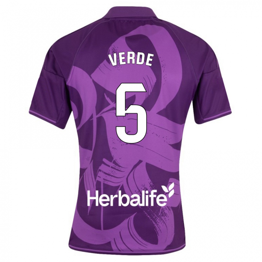 Kinder Adrián Verde #5 Violett Auswärtstrikot Trikot 2023/24 T-Shirt Belgien
