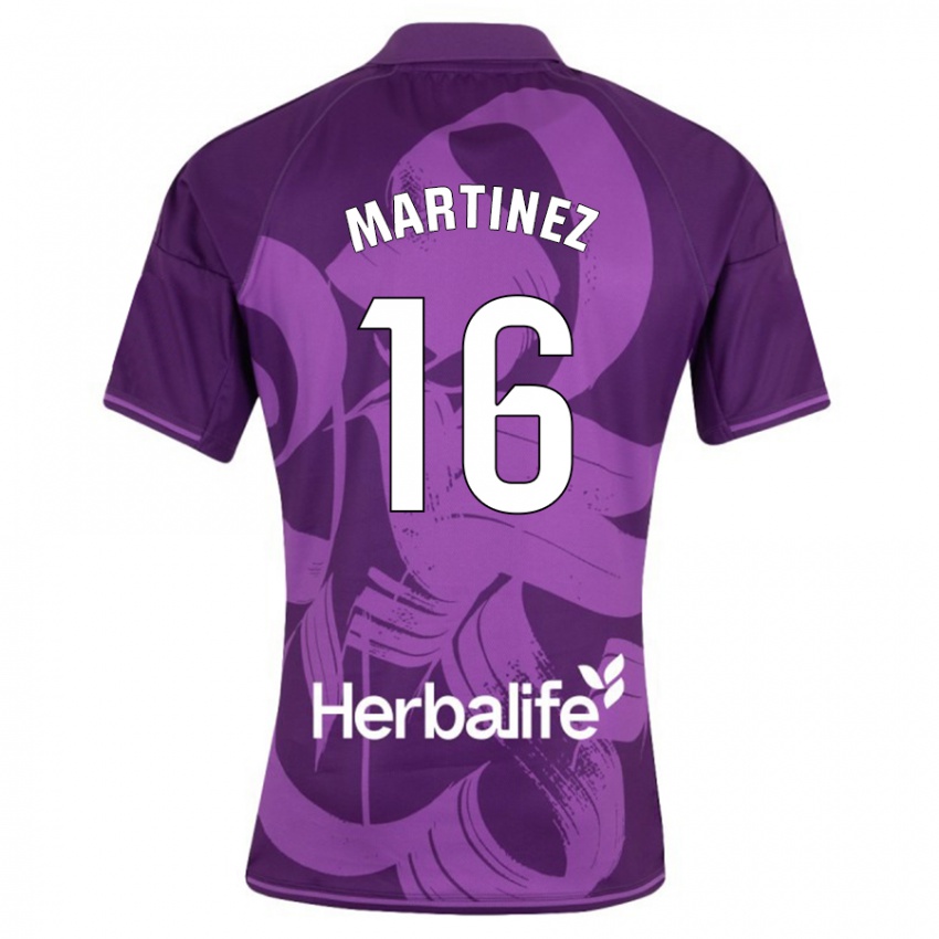 Kinder Jesús Martínez #16 Violett Auswärtstrikot Trikot 2023/24 T-Shirt Belgien