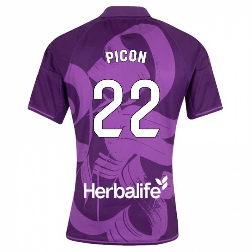 Kinder Pablo Picón #22 Violett Auswärtstrikot Trikot 2023/24 T-Shirt Belgien
